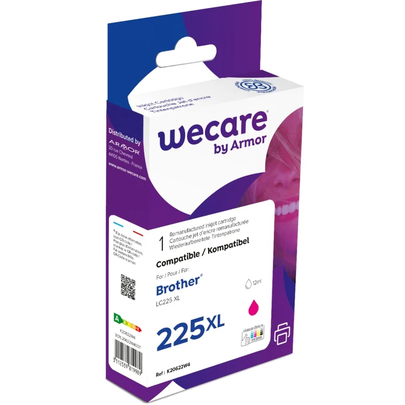WECARE ARMOR ink kompatibilní s BROTHER LC-225M, červená/magenta K20622W4