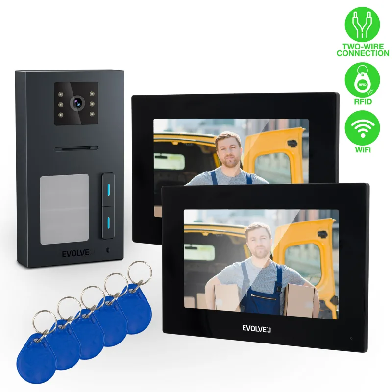 EVOLVEO DoorPhone AP2-2 drátový videotelefon pro dva byty s aplikací, černý DPAP2-B
