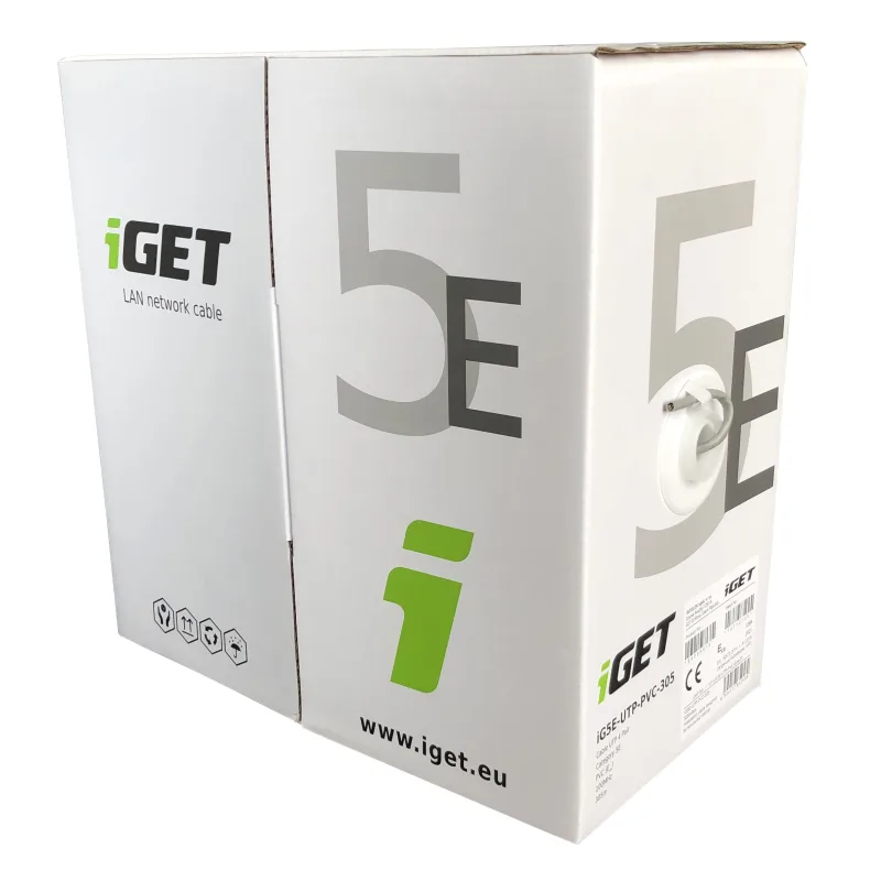 Instalační kabel iGET CAT5E UTP PVC Eca 305m/box, drát, s třídou reakce na oheň Eca 84005010