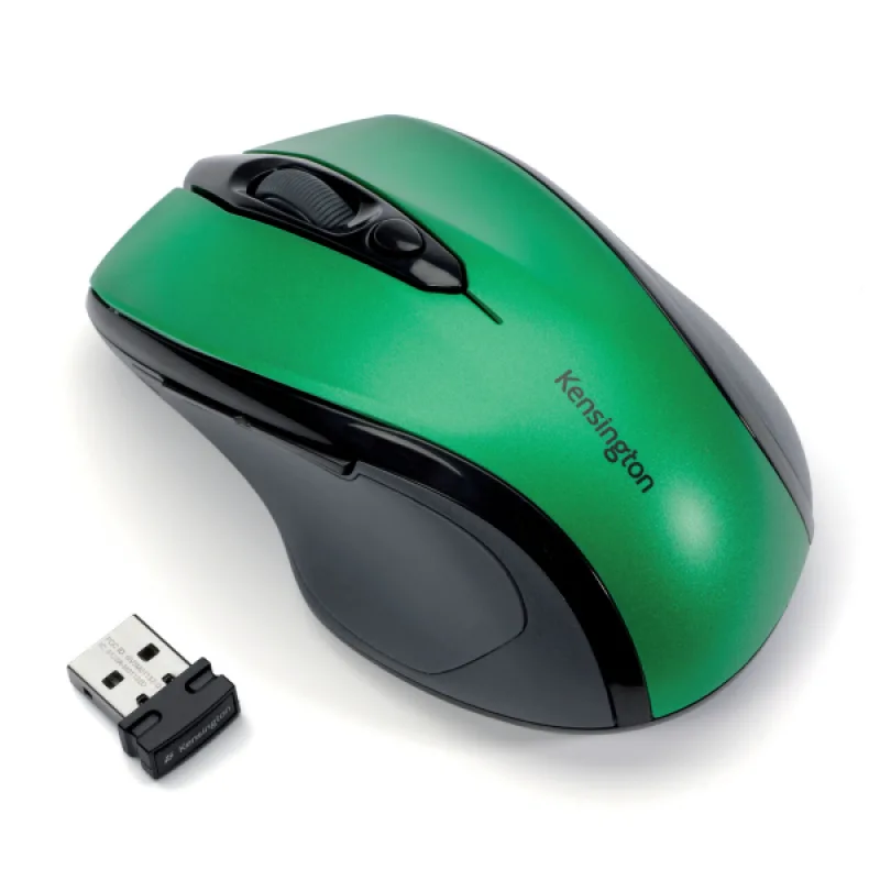 Kensington Pro Fit/Ergonomická/Optická/Pro praváky/1 600 DPI/Bezdrátová USB/Černá-zelená K72424WW