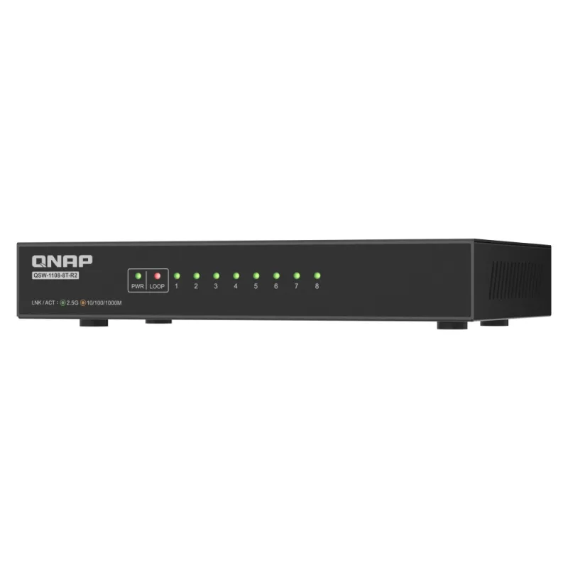 QNAP switch QSW-1108-8T-R2 (8x 2,5GbE port, pasivní chlazení, podpora 100M/ 1G/ 2,5G) QSW-1108-8T-R2