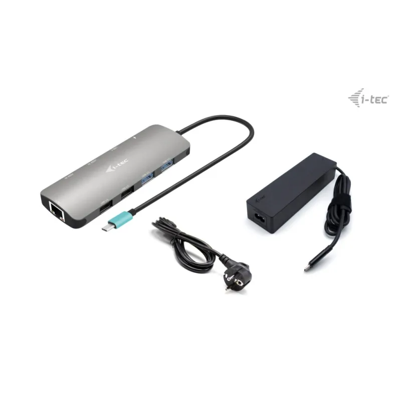 i-tec USB-C Metal Nano 2x HDMI Docking Station, PD 100W + Charger 100W (bundle) C31NANOHDM2D100