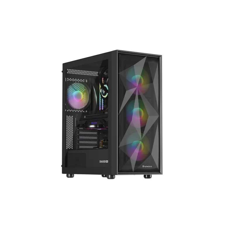 Počítačová skříň Genesis DIAXID 605 ARGB/Midi Tower/Transpar./Černá NPC-2172