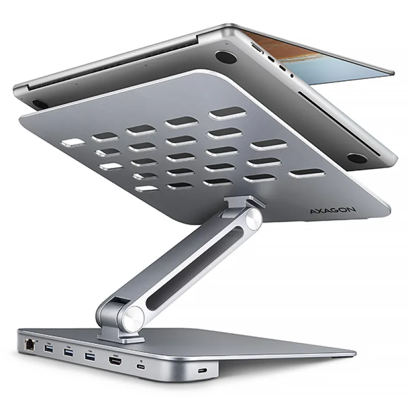 AXAGON HMC-STND, stojan pro 10"-17" notebooky, USB 5Gbps hub, 3x USB-A, HDMI 4k/60Hz, RJ-45, PD 100W HMC-STND