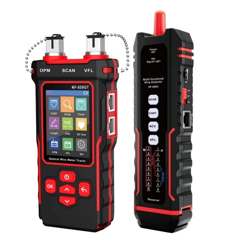 W-Star Tester kabelů RJ45 WSNF859GT, RJ45, OPM, VFL, hledačka, POE, 10v1 funkcí WSNF-859GT