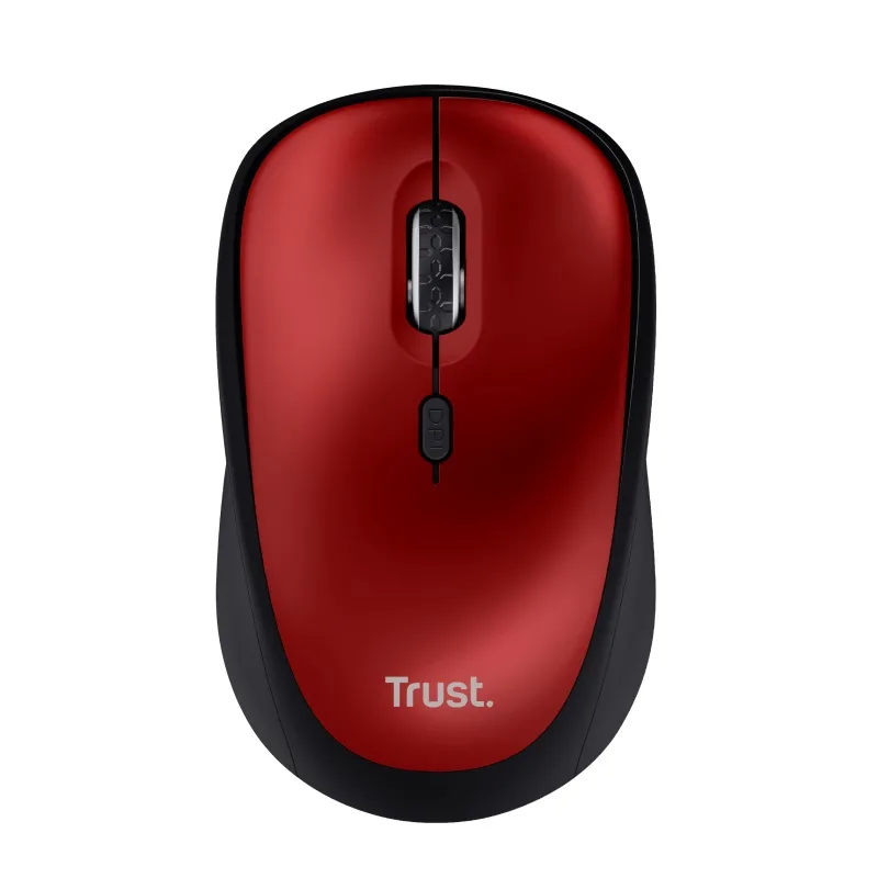 TRUST YVI+/Kancelářská/Optická/Pro praváky/1 600 DPI/Bezdrátová USB/Červená 24550