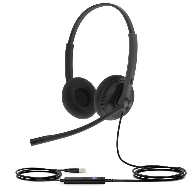 Yealink UH34 Lite Dual náhlavní souprava na obě uši s USB konektorem pro Teams UH34LiteDualTeams