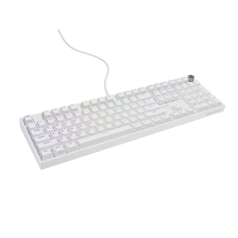 Herní mechanická klávesnice Genesis THOR 404/RGB/Gateron Yellow Pro/Drátové USB-A/US layout/Bílá NKG-2299