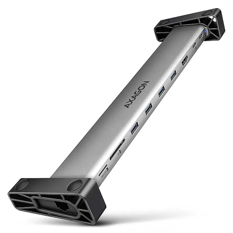 AXAGON HMC-10HLS, USB 5Gbps hub, 4x USB-A, HDMI 4k/60Hz, RJ-45 GLAN, SD/mSD, PD 100W, kabel 25cm HMC-10HLS