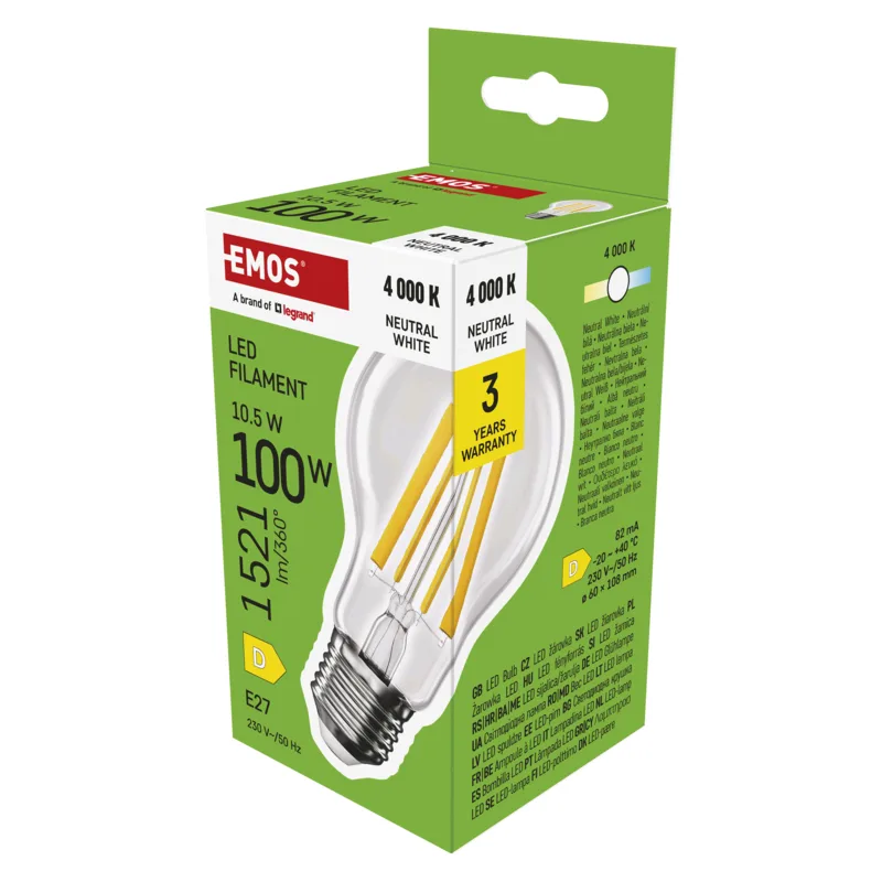 EMOS LED FLM A60 10,5W(100W) 1521lm E27 NW 1525743400