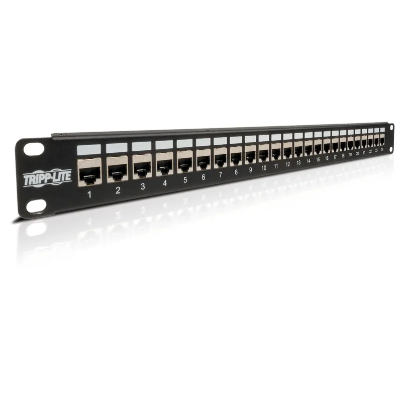 EATON Patch panel průchozí STP stíněný pro montáž do racku 1U, 24x Cat6/Cat5, RJ45 Ethernet N254-024-SH