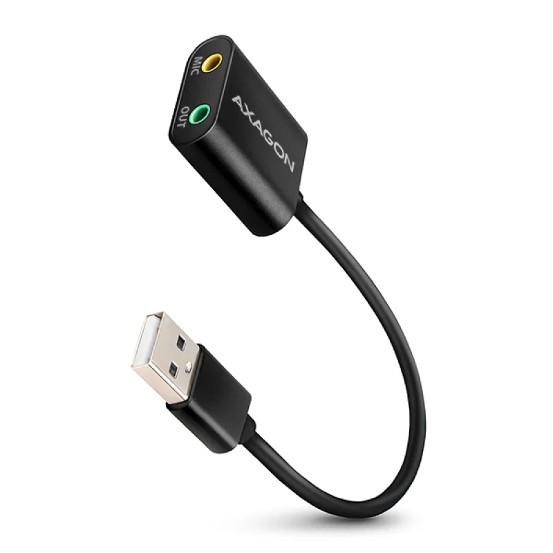 AXAGON ADA-12, USB 2.0 - externí zvuková karta, 48kHz/16-bit stereo, kovová, kabel USB-A 15 cm ADA-12