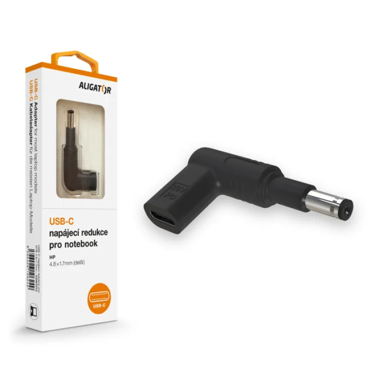 Aligator USB-C napájecí redukce 4,8 x 1,7 mm (prodloužená) pro notebooky Asus/Compaq/HP CONT013
