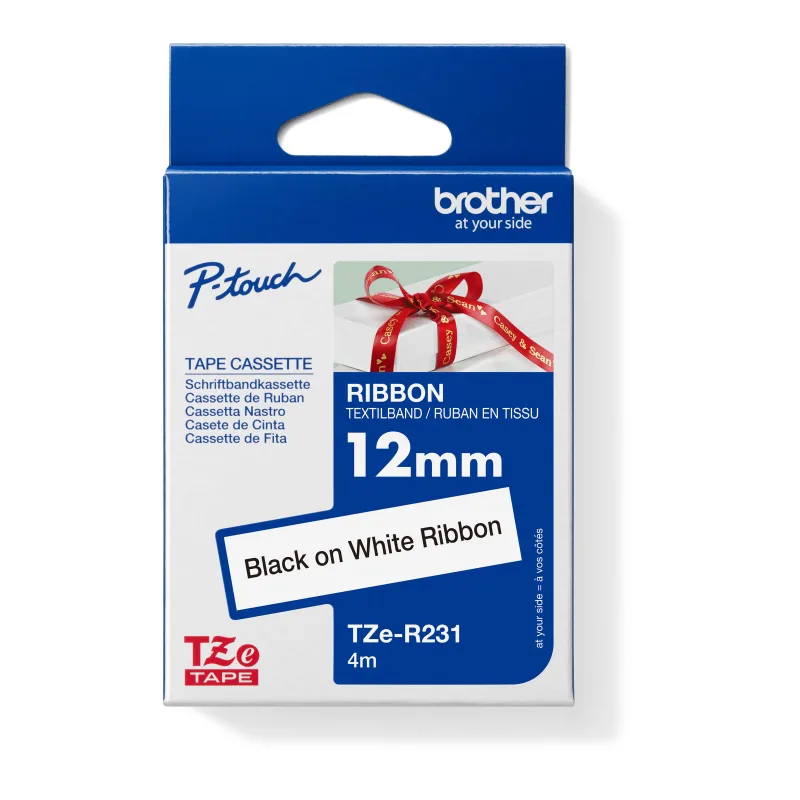 BROTHER TZE-R231, černý tisk na bílé, šířka 12 mm TZER231