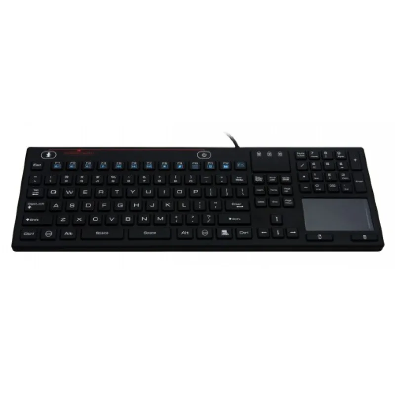 GETAC SK314-BL – Průmyslová silikonová antibakteriální klávesnice s touchpadem podsvícená, CZ, USB, IP68 SK314-BL