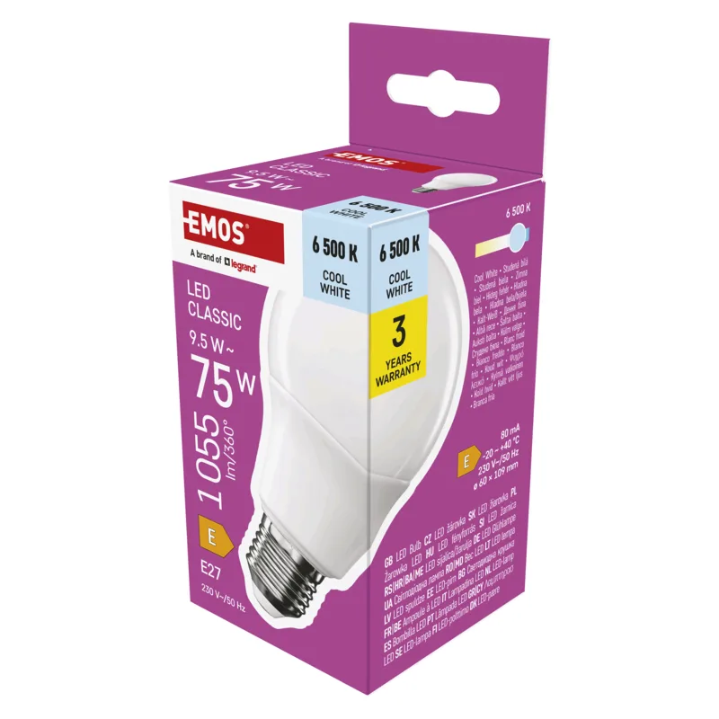 EMOS LED CLS A60 9,5W(75W) 1055lm E27 CW 1525733122