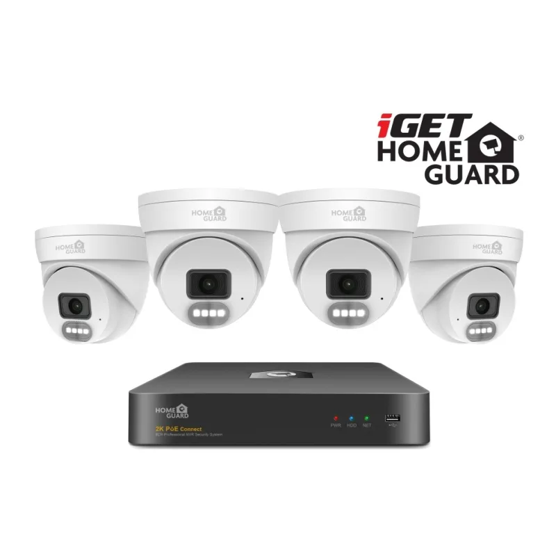 iGET HGNVK84804 - kamerový PoE set, 2K rozlišení, 8CH NVR + 4x kamera se zvukem, IR + LED, CZ app 75020569