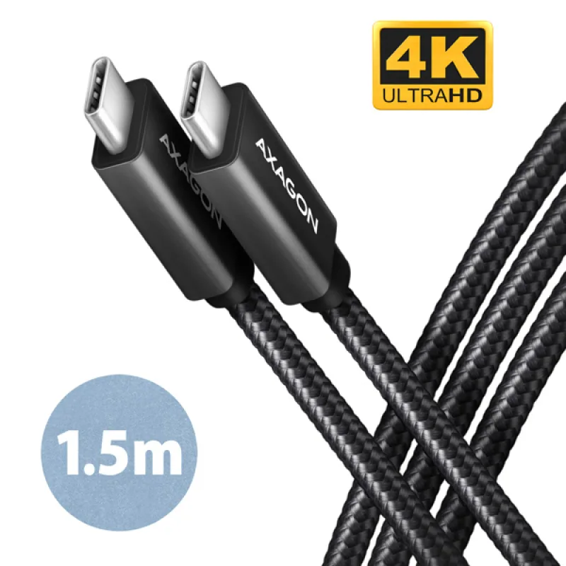 AXAGON BUCM32-CM15AB, SPEED+ kabel USB-C USB-C, 1.5m, USB 20Gbps, PD 100W 5A, 4K HD, ALU, oplet BUCM32-CM15AB
