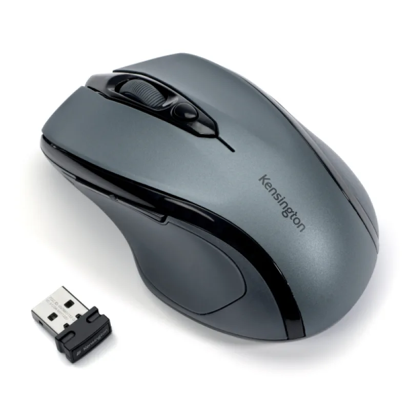 Kensington Pro Fit/Ergonomická/Optická/Pro praváky/1 600 DPI/Bezdrátová USB/Černá-stříbrná K72423WW