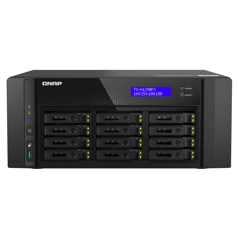 QNAP TS-h1290FX-7302P-128G (AMD EPYC, 128GB ECC RAM, 12x 2,5" U.2, 2x M.2 NVMe, 2x 2,5GbE, 2x 25GbE) TS-h1290FX-7302P-128G