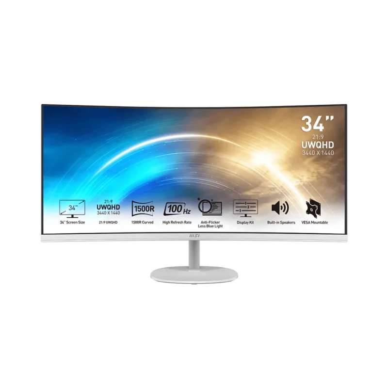 MSI Pro/MP341CQW/34"/VA/wQHD/100Hz/1ms/Bílá/3R PRO MP341CQW