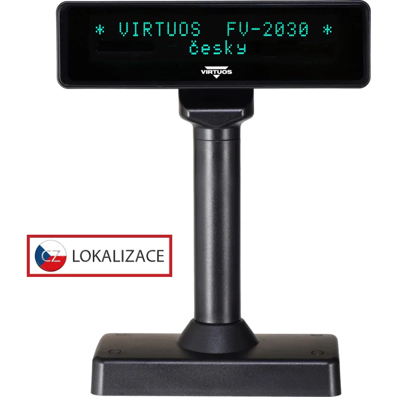 VIRTUOS VFD zák.displej FV-2030B 2x20, 9mm,Serial, černý EJG1005