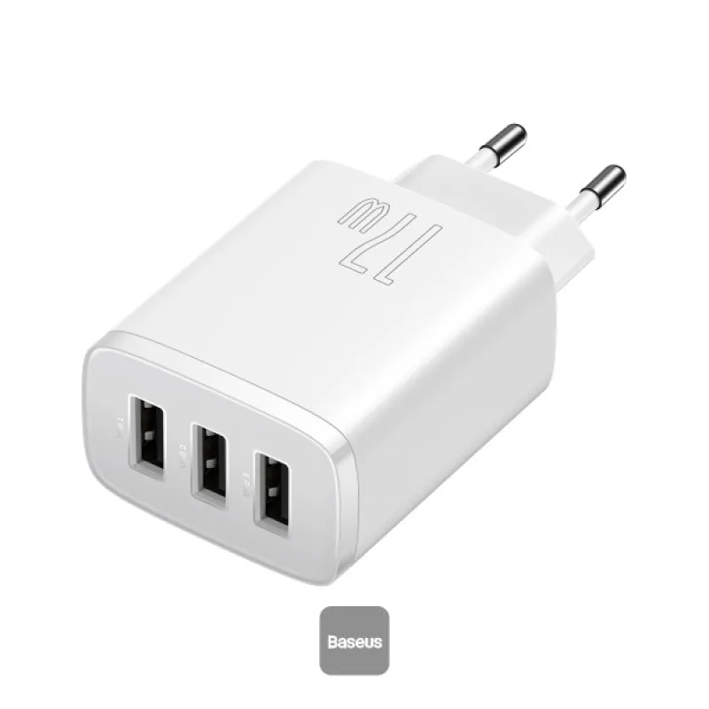 NONAME Baseus nabíječka do sítě Compact 3xUSB 17W bílá 6932172606978