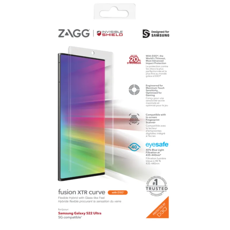 INVISIBLESHIELD ZAGG Invisible Shield Fusion XTR D3O Curve hybridní sklo SG S22 Ultra 200309364