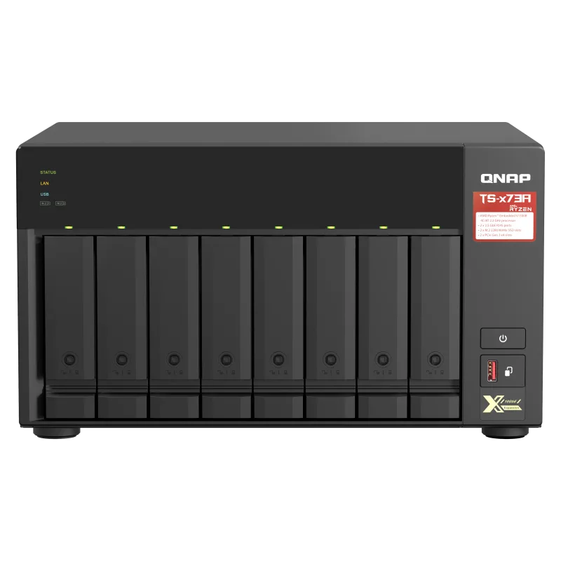 QNAP TS-873A-8G (Ryzen 2,2GHz / 8GB RAM / 8x SATA / 2x M.2 NVMe slot / 2x 2,5GbE / 2x PCIe / 4x USB) TS-873A-8G