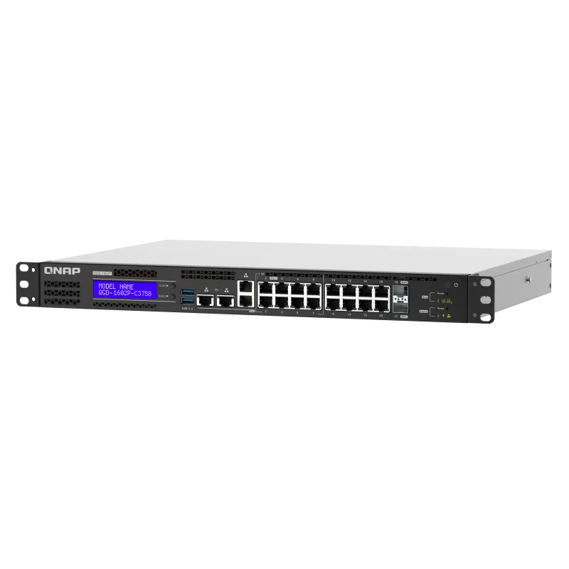 QNAP řízený switch QGD-1602P-C3758-16G (8x GbE PoE + 8x 2,5 GbE PoE + 2x 10GbE SFP+ / 16GB RAM) QGD-1602P-C3758-16G
