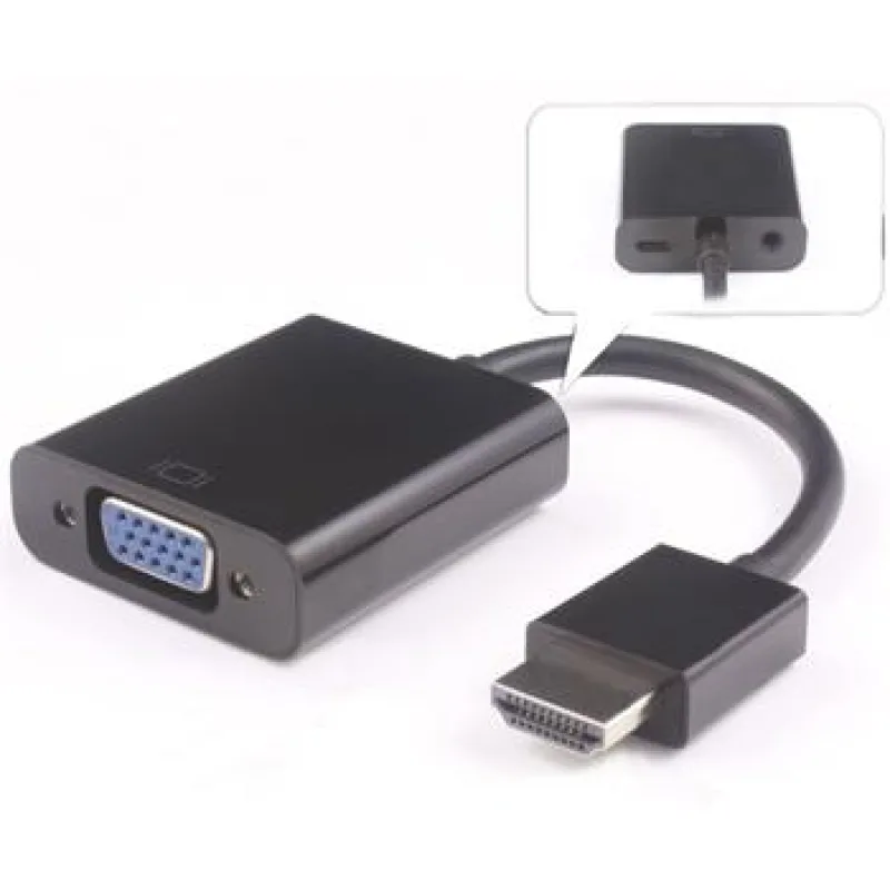 PREMIUMCORD Předvodník HDMI na VGA se zvukem 3,5mm jack- černý khcon-19