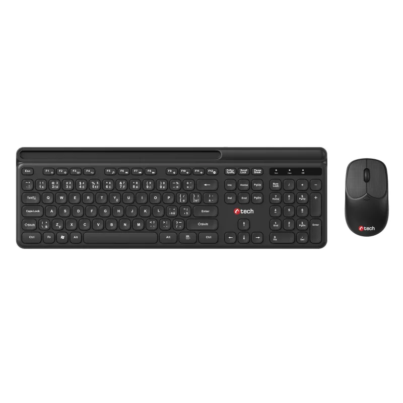 Klávesnice C-TECH Quallis WLKMC-05, bezdrátový combo set s myší, černý, USB, CZ/SK WLKMC-05B