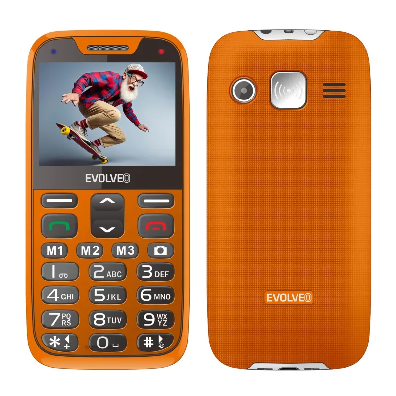 EVOLVEO EasyPhone XR, mobilní telefon pro seniory s nabíjecím stojánkem, oranžový EP-601-XR-OR