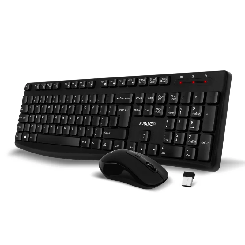 EVOLVEO K1050, tichý set bezdr. klávesnice a K1050-BK-EN