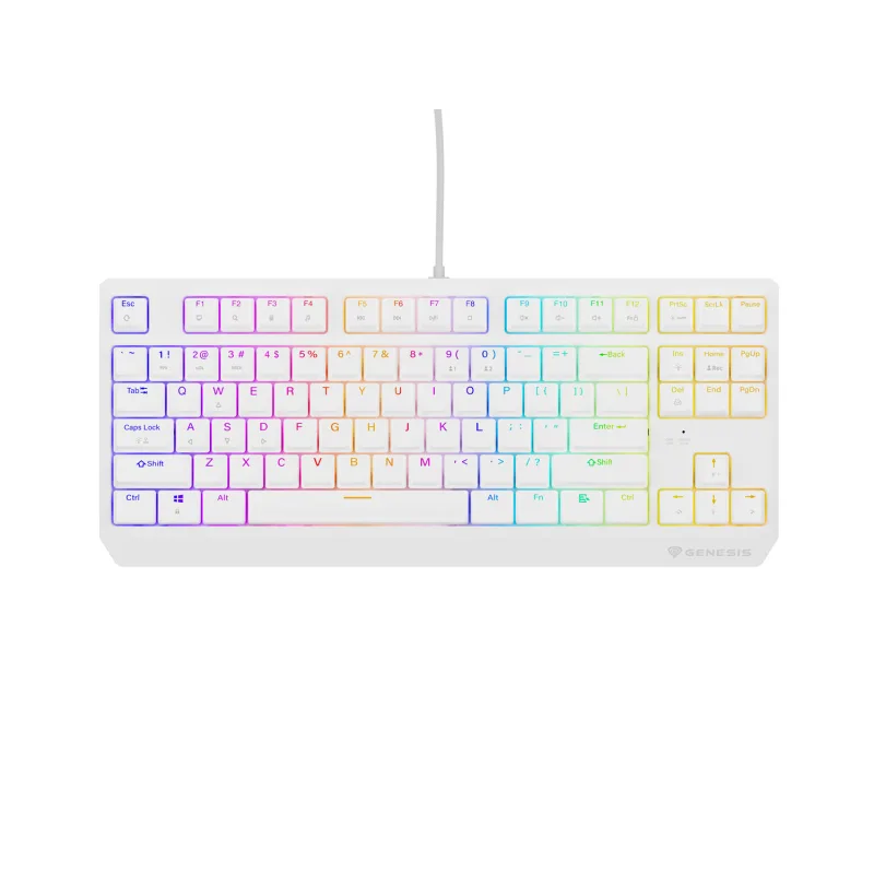 Genesis herní klávesnice THOR 230/TKL/RGB/Outemu Brown/Drátová USB/US layout/Bílá NKG-2080
