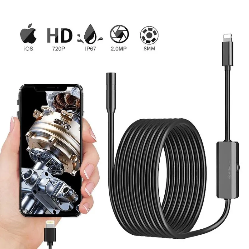 W-Star Endoskopická kamera WSE8x5SL sonda 8mm 5m HD měkký kabel lightning WSE8x5SL