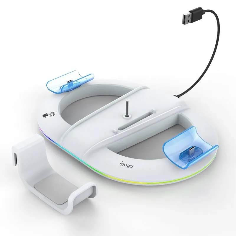 NONAME iPega P5S045 Vertikální Nabíjecí Stojan s RGB pro PS5/PS5 Slim White 6974363711443