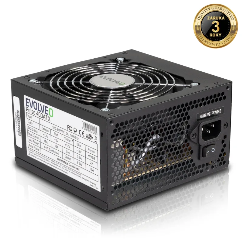 EVOLVEO Pulse 400,zdroj 400W,ATX,tichý,bulk,3YRW EP400PP12B