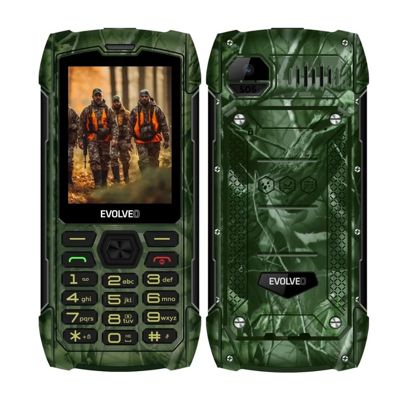 EVOLVEO StrongPhone H1, vodotěsný odolný Dual SIM telefon, lovecká kamufláž SGP-H1-HNT