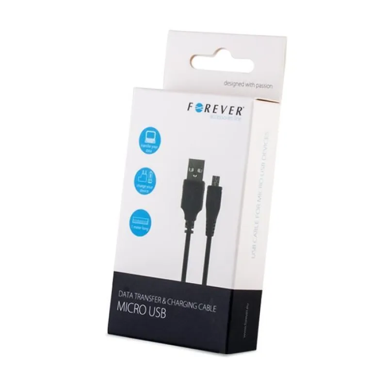Datový kabel Forever USB/microUSB 1m 1A černý T_0012101