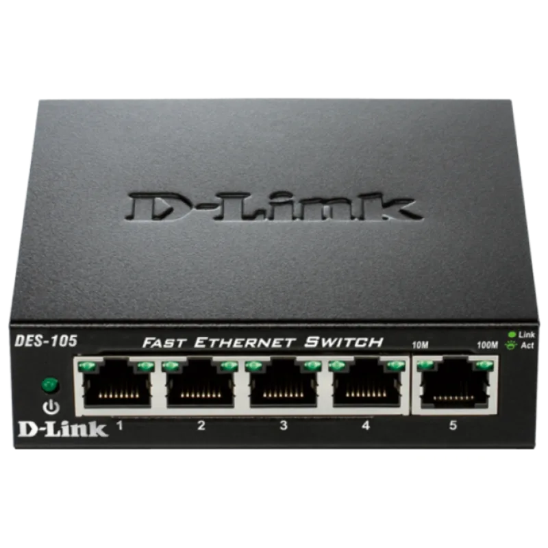 D-Link DES-105 kovový 5-port 10/100 Desktop Switch DES-105/E