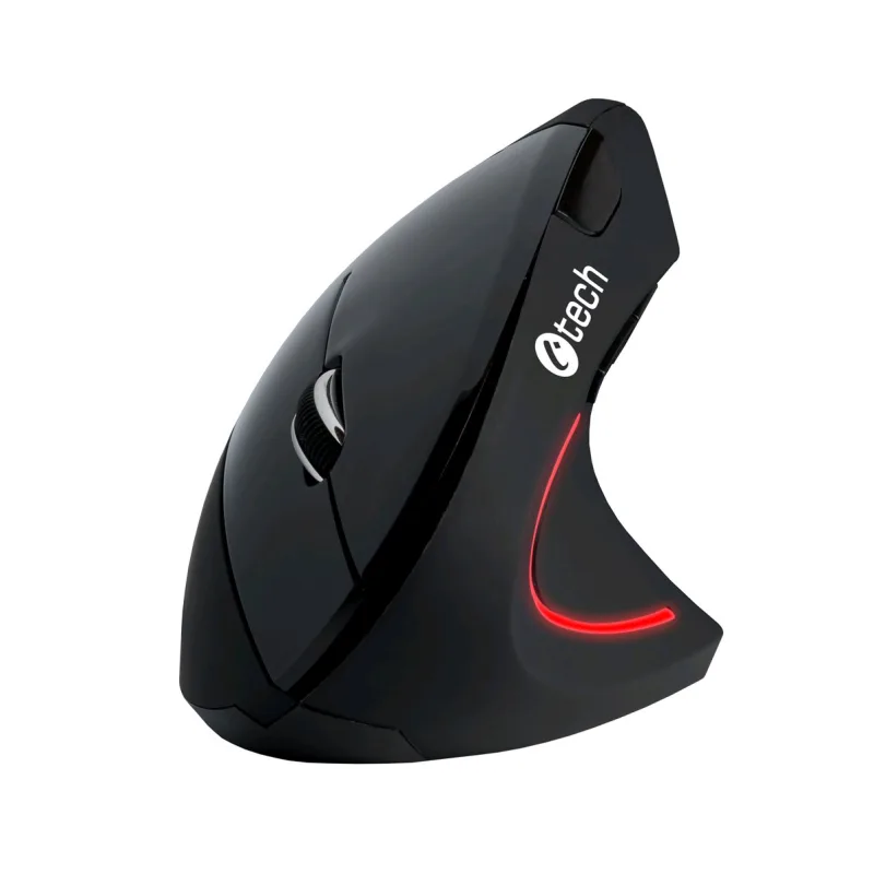 Myš C-TECH VEM-09/Vertikální/Optická/Pro praváky/1 600 DPI/Bezdrátová USB/Černá VEM-09