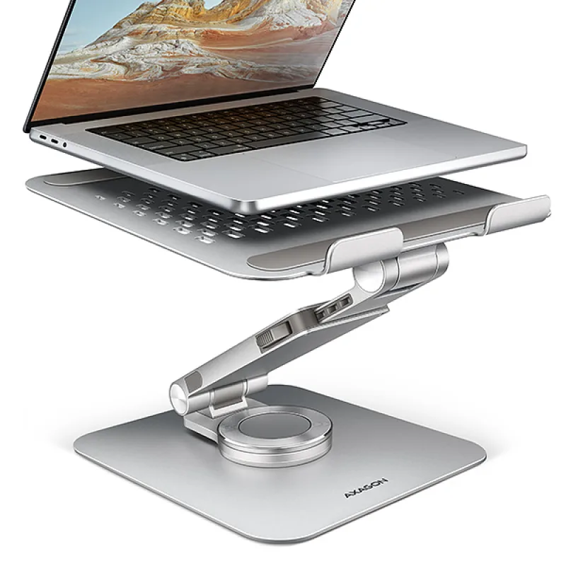AXAGON STND-LR, hliníkový stojan pro notebooky 10"-17.3" s nast. výškou, úhlem a 360° rotací, šedý STND-LR