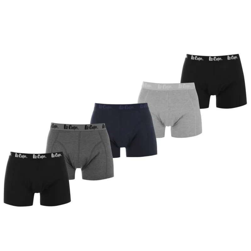 Lee Cooper Prémiové Pánske Boxerky Balenie 5ks čierne šedé S