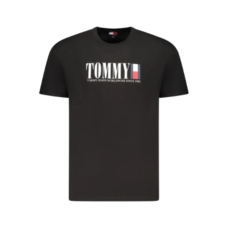 Pánske Tričko Tommy Hilfiger Krátky rukáv Čierne Logo Bavlna Regular Fit L