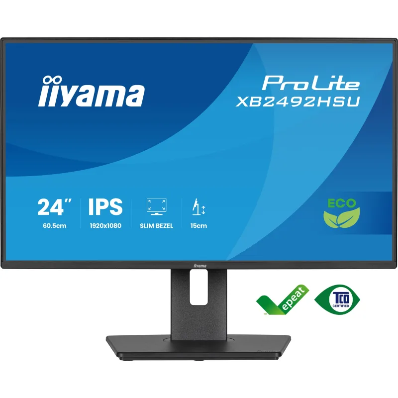 24" iiyama X2492HSU-B1:IPS,FHD,HDMI,DP,green,HAS XB2492HSU-B1