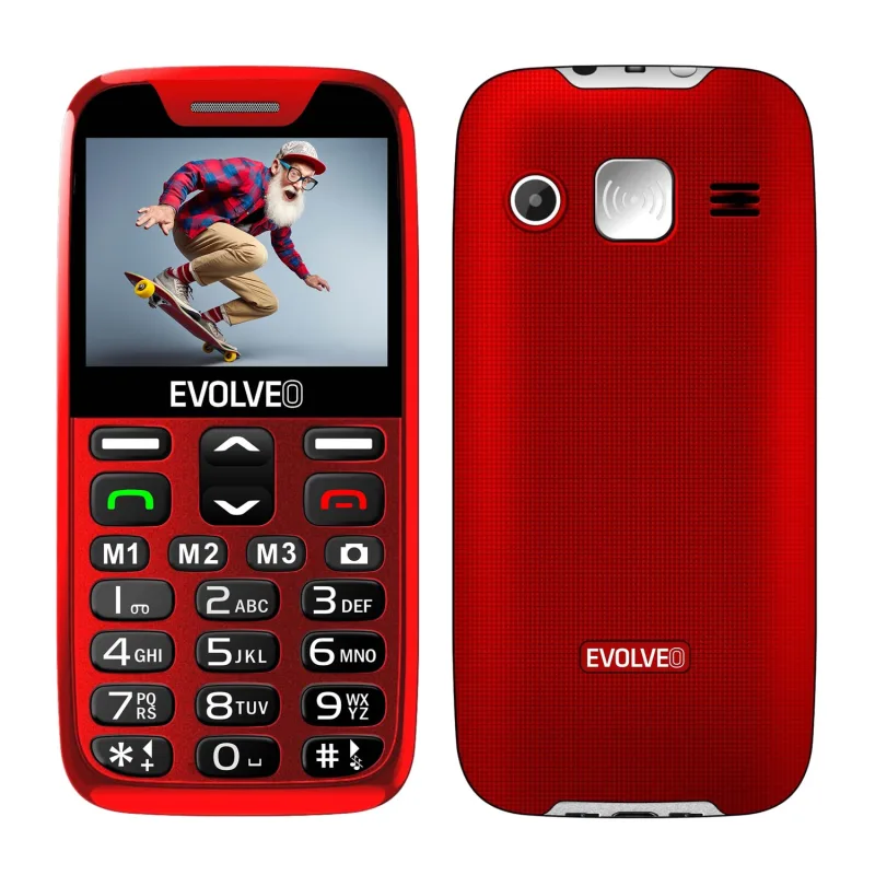 EVOLVEO EasyPhone XR, mobilní telefon pro seniory s nabíjecím stojánkem, červená EP-601-XR-RD