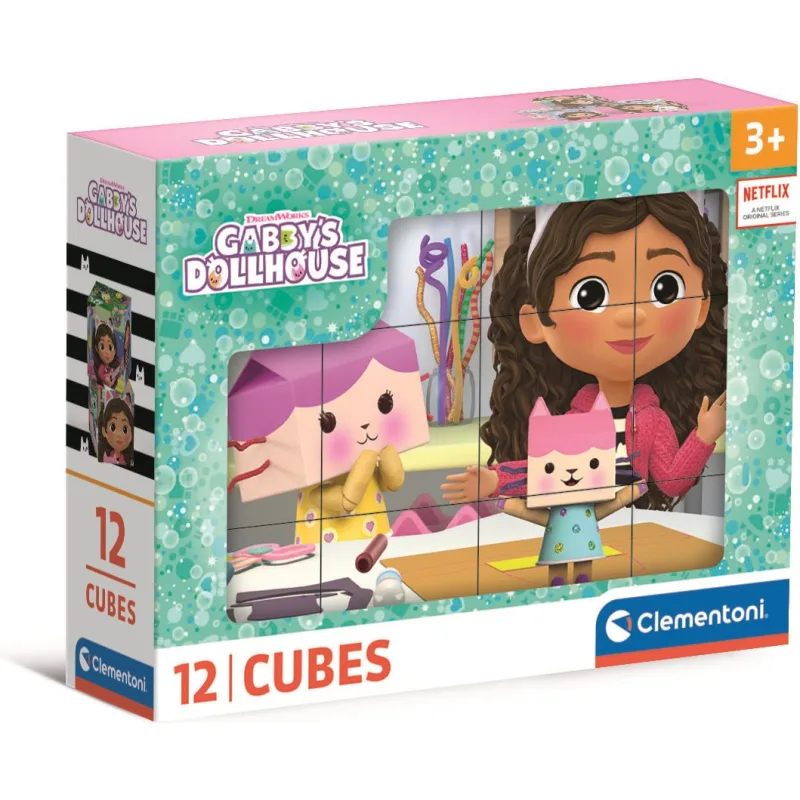 Clementoni Obrázkové kocky Gabby's Dollhouse, 12 kociek