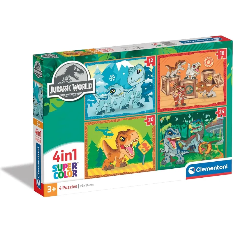 Puzzle pre deti Clementoni sada 4v1 Jurský svet 12,16,20,24 dielikov