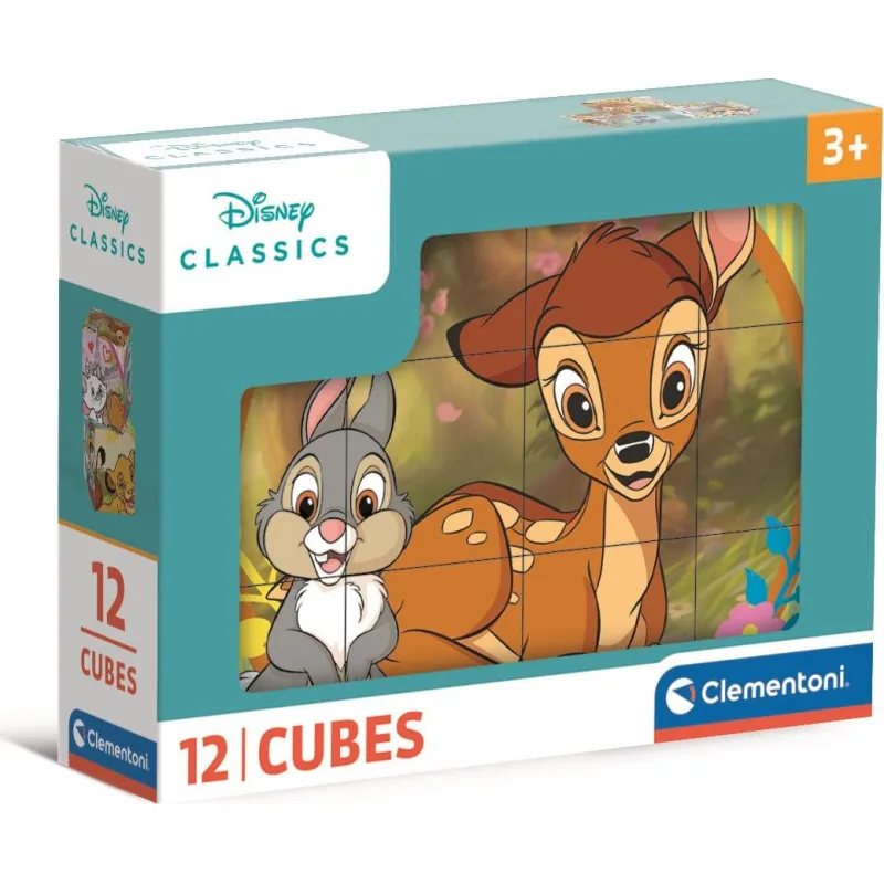 Clementoni Obrazové kocky Disney klasické rozprávky, 12 kociek